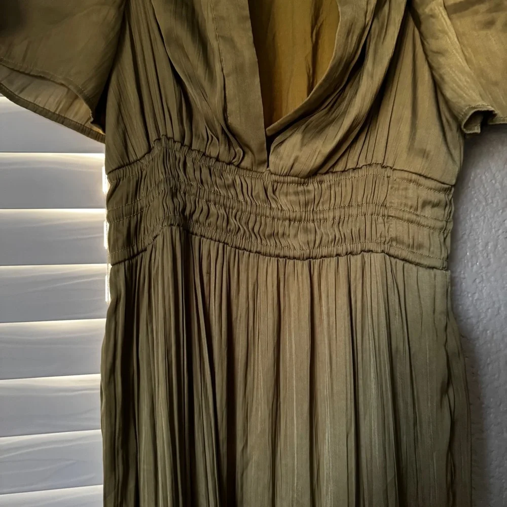SUMMER COLLECTION ANTHROPOLOGIE Olive Green Maxi Dress Somerset collection - Picture 11 of 14